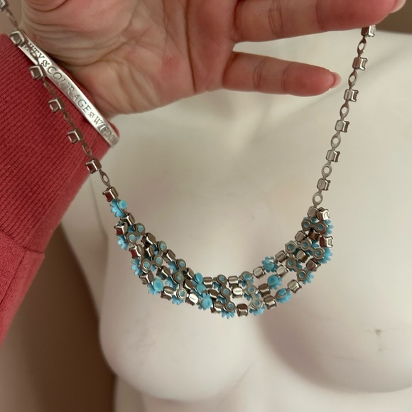 4/$100 Vintage 1960 choker blue flower necklace 16 inches 🌺 - Picture 6 of 8